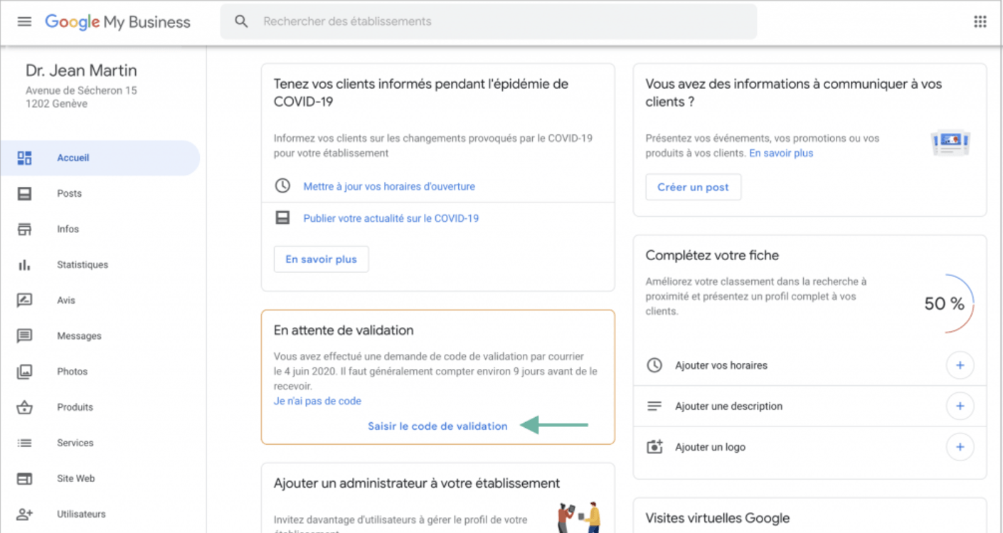 Console administrative Google My Business
