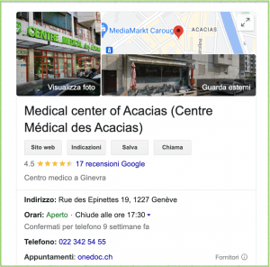 Google My Business esempio centro medico